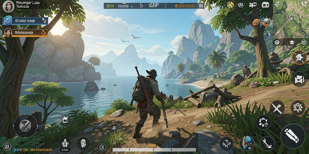 Tampilan gameplay 6SVIP di dunia terbuka yang luas.