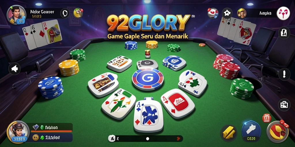 Tampak gameplay gaple yang seru dan kompetitif di 92GLORY.