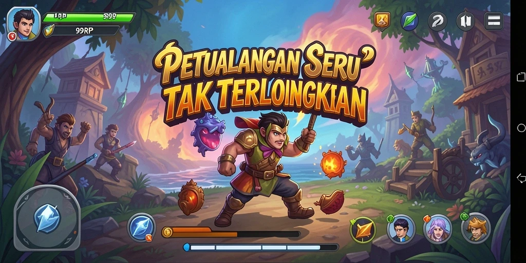Tangkapan layar menunjukkan aksi seru dalam petualangan 99RP.