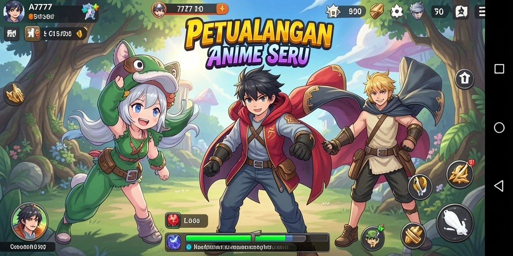 Tampilan gameplay A7777 dengan karakter Anime yang menarik.