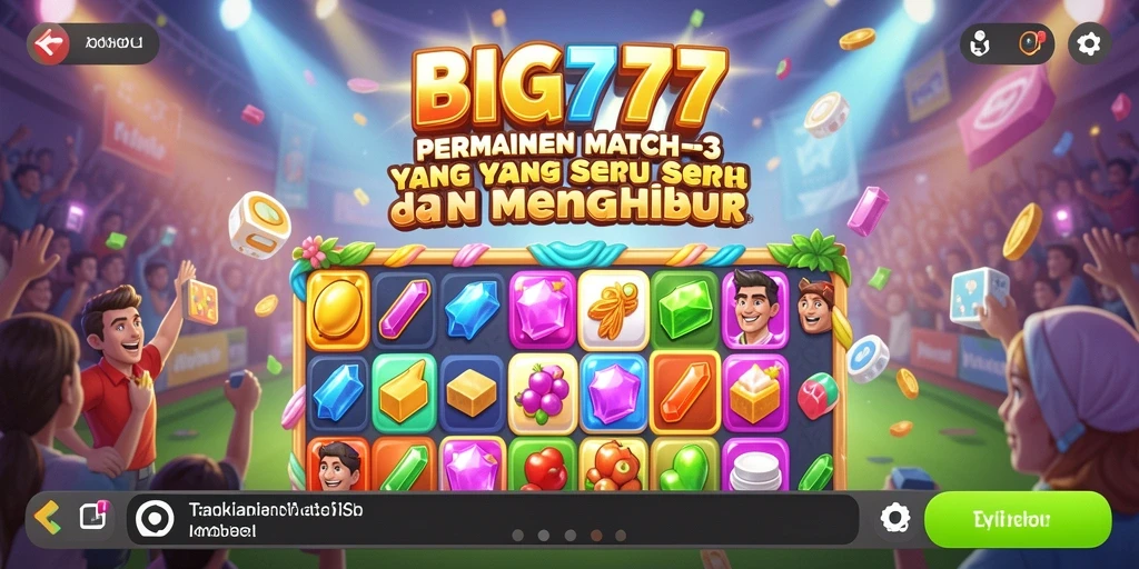 Menampilkan gameplay seru dari BIG777 dengan tantangan Match-3 yang menarik.