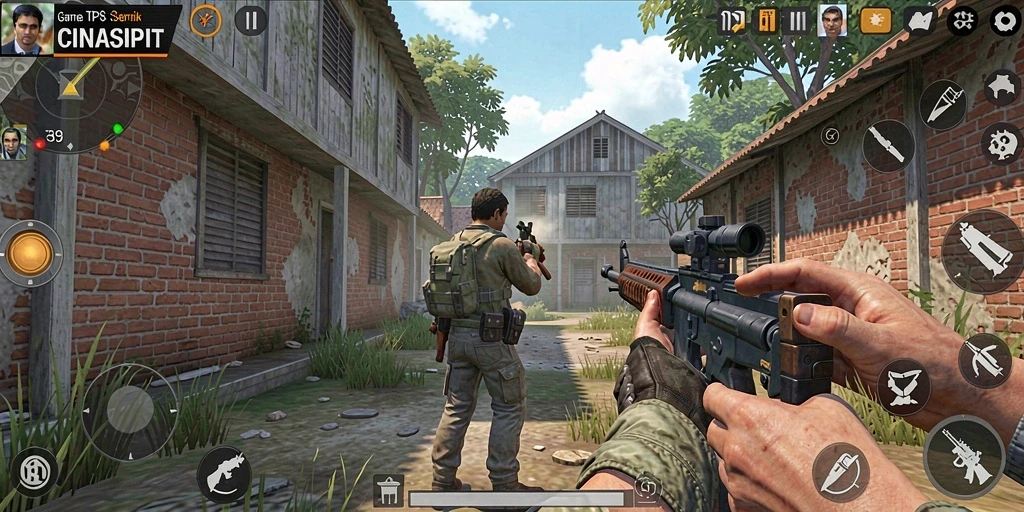 Screenshot gameplay CINASIPIT yang menunjukkan aksi pertarungan epik.