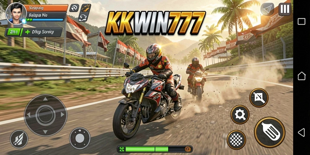 Screenshot gameplay KKWIN777 yang menunjukkan balapan intens dan grafik menawan.