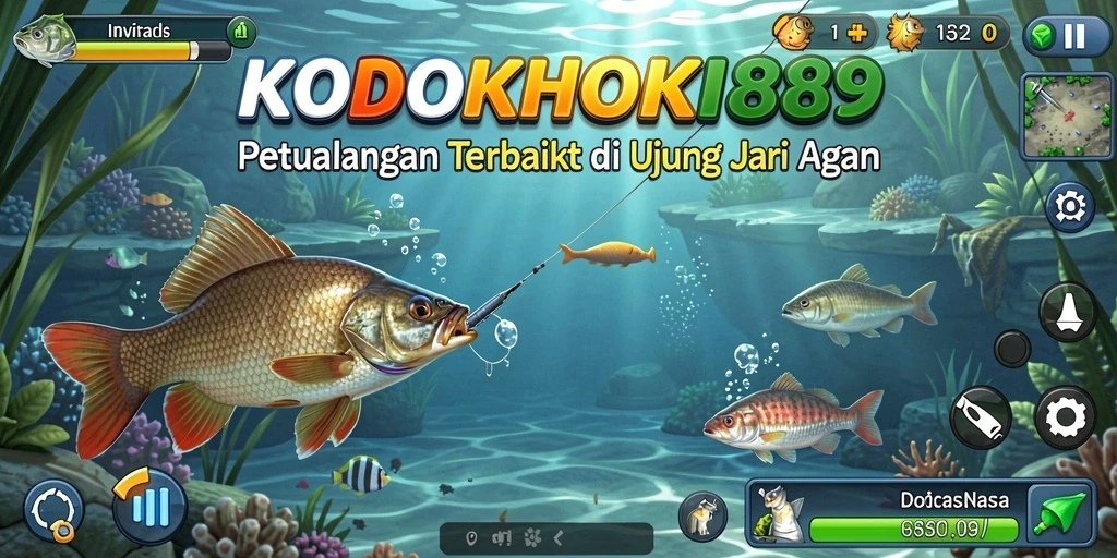 Screenshot menunjukkan momen menangkap ikan besar dalam game KODOKHOKI889.