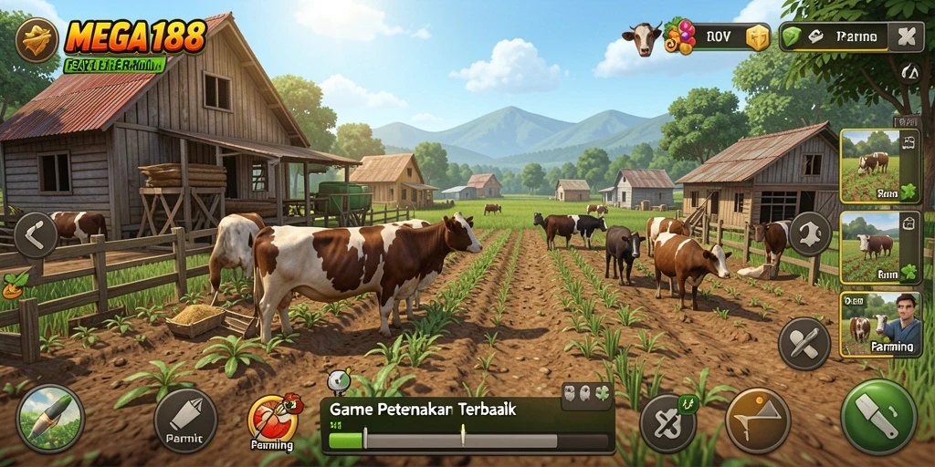 Gameplay seru MEGA188, nikmati pengalaman bertani yang menyenangkan.