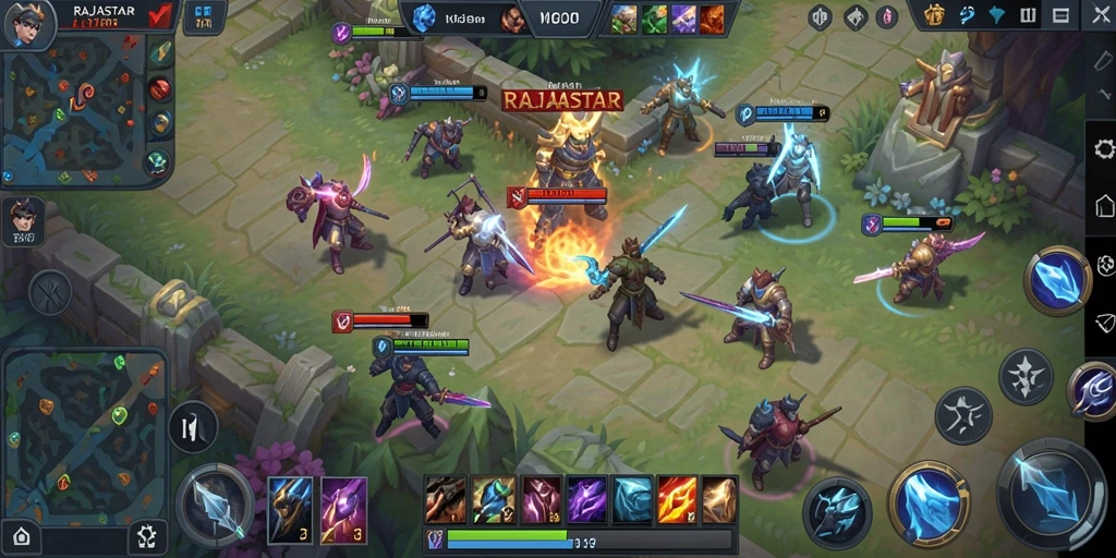 Tangkapan layar gameplay RAJASTAR dengan aksi seru di arena.