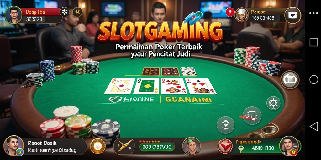 Screenshot menunjukkan pemain yang terlibat dalam permainan Poker yang seru.