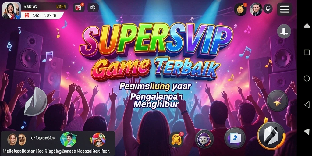 Tampilan gameplay SUPERSVIP yang dinamis dan menggugah semangat.