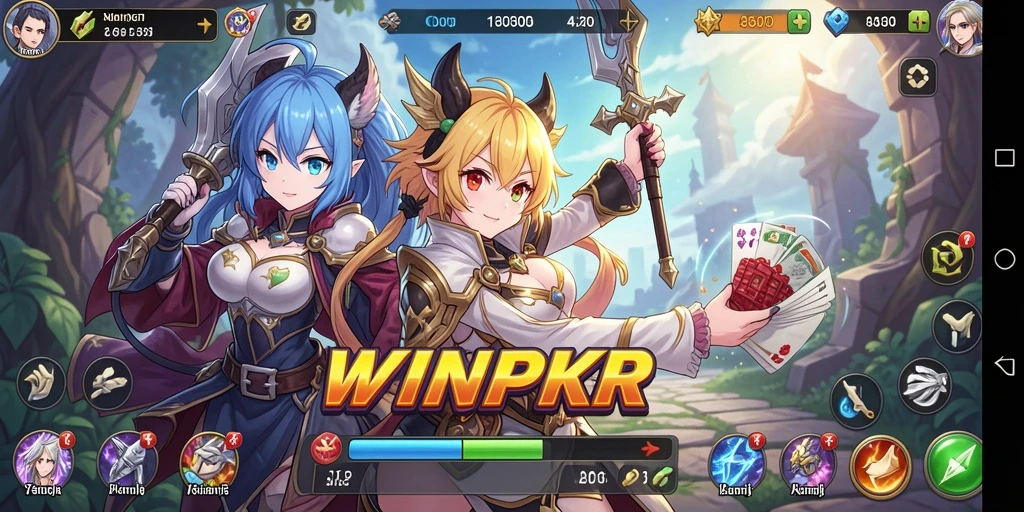 Tampilan gameplay WINPKR yang penuh warna dan dinamis.